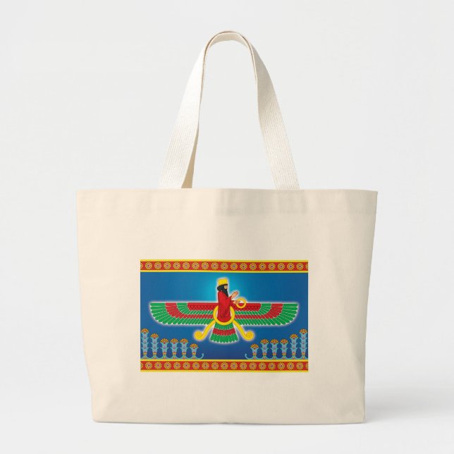 Zoroastrian Persian Faravahar Large Tote Bag (Front)