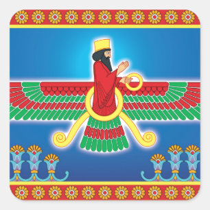 Zoroastrian Persian Faravahar Square Sticker