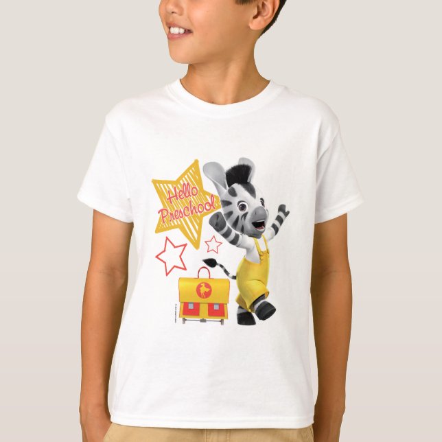 ZOU Hello Preschool Excited Little Zebra T-Shirt (Front)