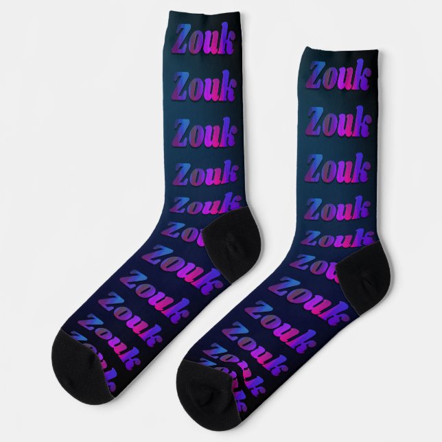 Zouk dance in dark purple, red, blue letters  socks (Left)