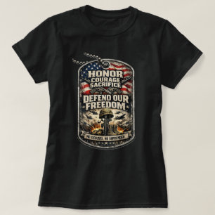 ZOYNK USA Patriotic Defend Our Freedom Dog Tags T-Shirt