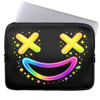 ZOYNKLAB Neon X-Eyes Smiley Face Rainbow Graffiti Laptop Sleeve