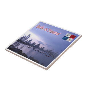 zPA010 PANAMA Bay at Night, America, Tile
