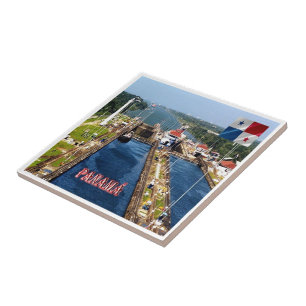 zPA014 PANAMA, CANAL LOCKS, America, Ceramic Tile