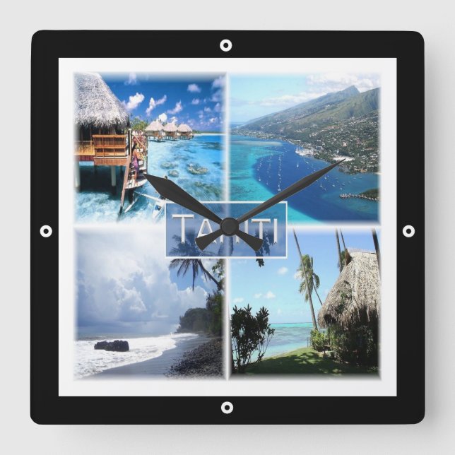 zPF003 TAHITI, French Polynesia, Oceania, Square Wall Clock (Front)