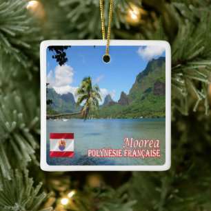 zPF013 COOK BAY, MOOREA, French Polynesia, Ceramic Ornament
