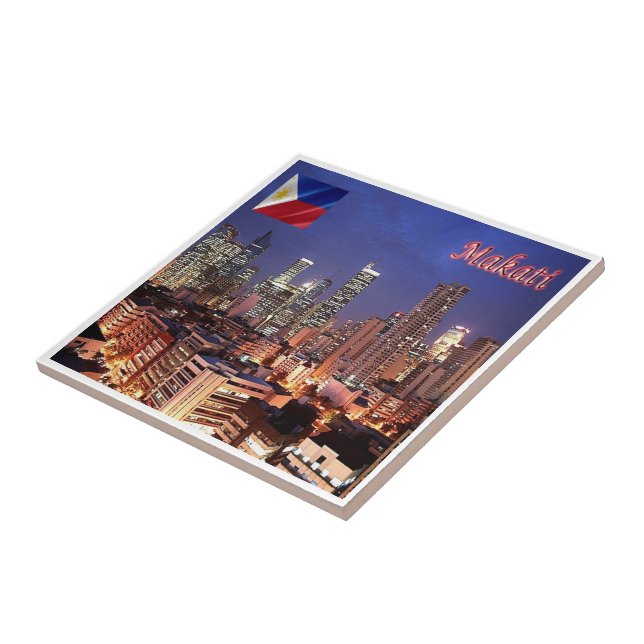 zPH009 MAKATI, City By Night, Philippines, Tile (Side)