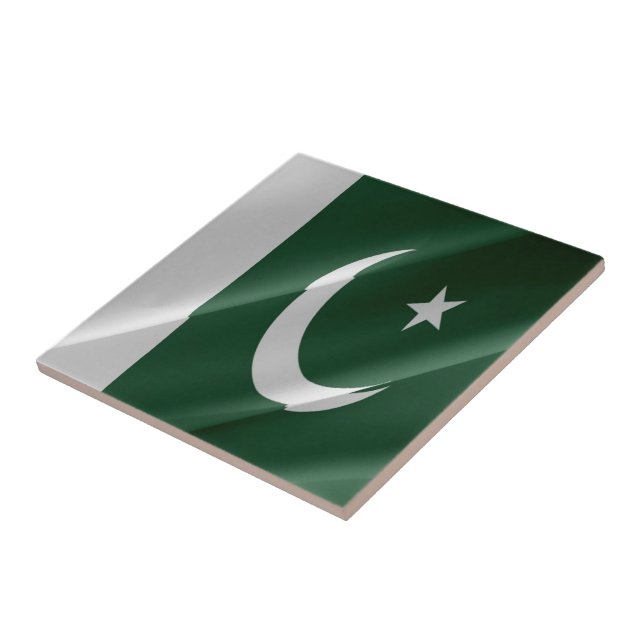 zPK002 waving Pakistani flag FLAG Pakistan,  Tile (Side)