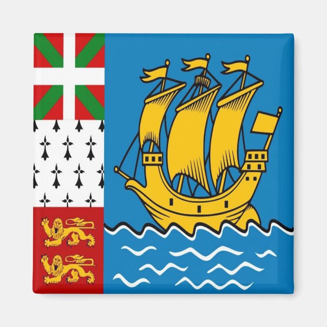 zPM001 SAINT PIERRRE And MIQUELON, Flag, Fridge Magnet (Front)