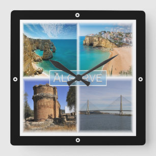zPT006 THE ALGARVE, Portugal, Europe, Square Wall Clock
