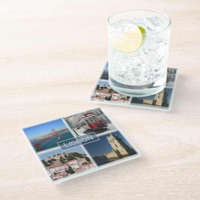 zPT007 LISBON, Portugal, Europe, Glass Coaster (Angled)