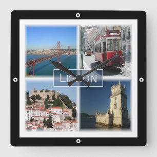 zPT007 LISBON, Portugal, Europe, Square Wall Clock