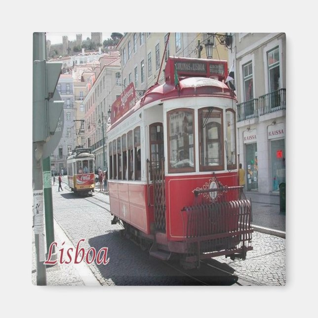 zPT014 LISBON Tram Streetcar, Portugal, Fridge Magnet (Front)