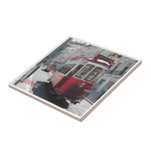 zPT014 LISBON Tram Streetcar, Portugal, Tile