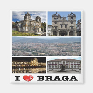 zPT023 BRAGA "I Love", Portugal, Europe, Fridge Magnet