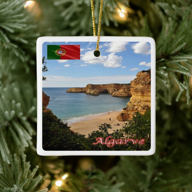 zPT027 ALGARVE Beach Marinha, Portugal, Ceramic Ornament (Tree)