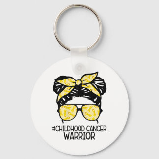 Zqxj Messy Bun Yellow Ribbon Childhood Cancer Warr Key Ring