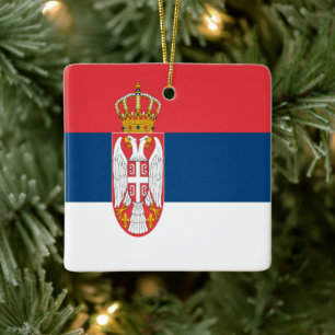 zRS001 SERBIAN FLAG SERBIA, Europe, Ceramic Ornament