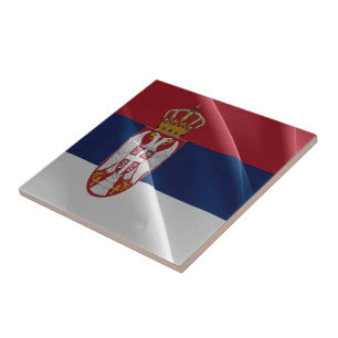 zRS002 SERBIAN waving FLAG SERBIA, Europe, Tile
