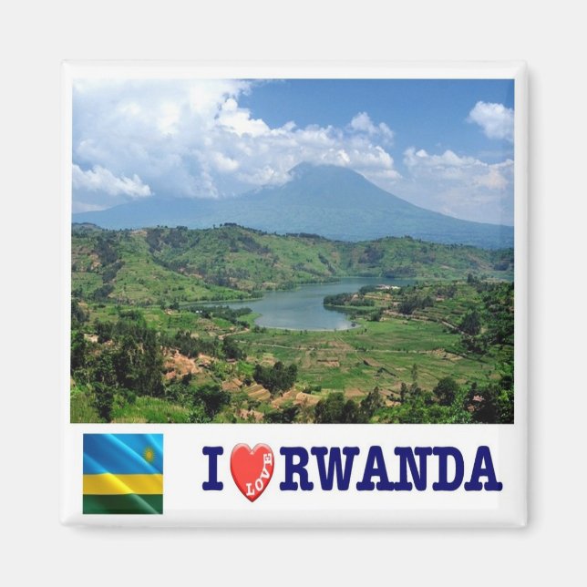 zRW007 RWANDA, I Love, Virunga Mountains, Fridge Magnet (Front)