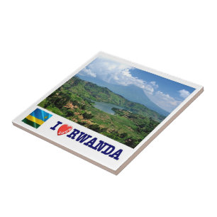 zRW007 RWANDA, I Love, Virunga Mountains, Tile