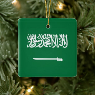 zSA001 Saudi FLAG Saudi Arabia, Ceramic Ornament