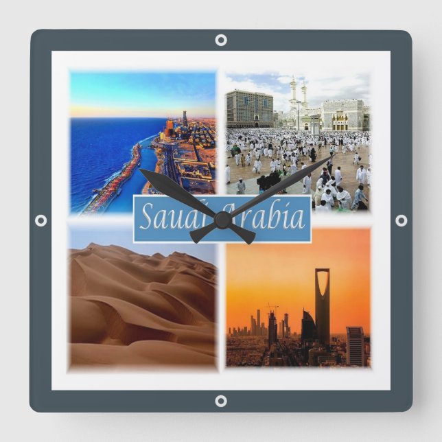 zSA010 SAUDI ARABIA, Asia, Square Wall Clock (Front)