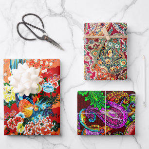 Zsa Zsa Paisley, Mah Jongg and Melange Wrapping Paper Sheet
