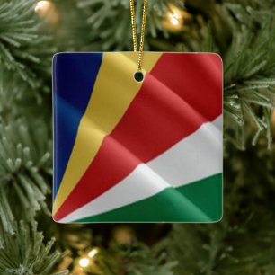 zSC002 SEYCHELLES, Waving Flag, Africa, Ceramic Ornament