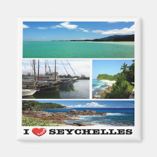 zSC021 SEYCHELLES, I Love, Mahé, Mosaic, Fridge Magnet