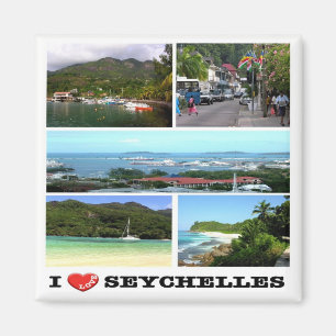 zSC023 SEYCHELLES I Love, Victoria, Mosaic, Fridge Magnet