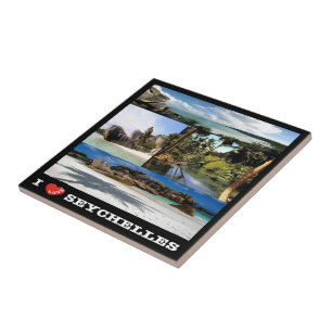 zSC024 SEYCHELLES, I Love, La Digue, Mosaic, Tile