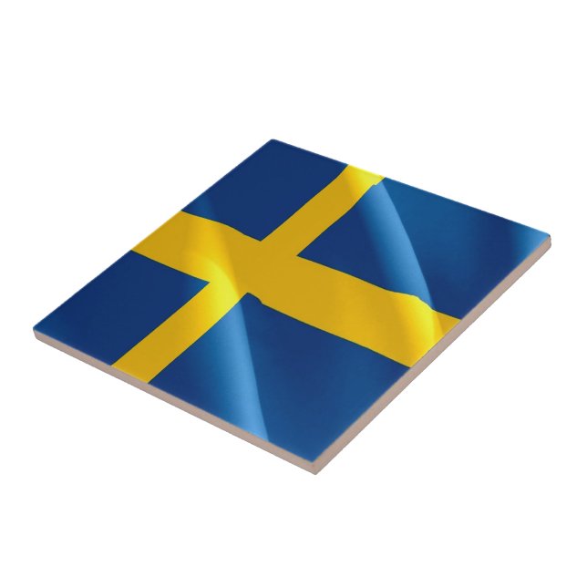 zSE002 SWEDISH waving FLAG SWEDEN, Tile (Side)