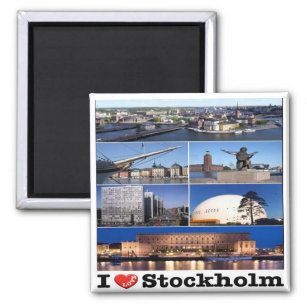 zSE021 STOCKHOLM "I LOVE". Sweden, Europe, Fridge Magnet
