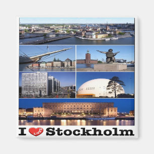 zSE021 STOCKHOLM "I LOVE". Sweden, Europe, Fridge Magnet