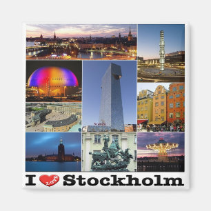 zSE022 STOCKHOLM "I LOVE". Sweden, Europe, Fridge Magnet