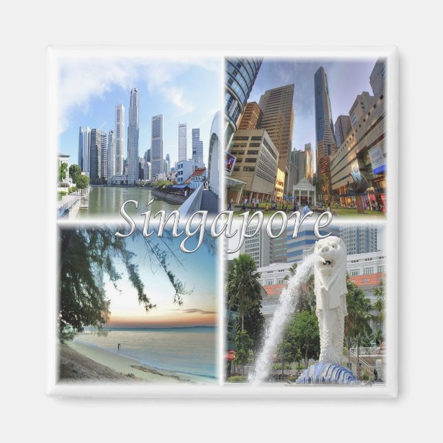 zSG005 SINGAPORE by day LION CITY, Asia, Fridge Magnet (Front)