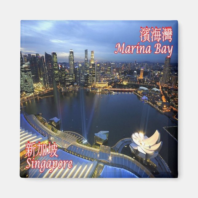 zSG008 SINGAPORE skyline LION CITY, Asia, Fridge Magnet (Front)