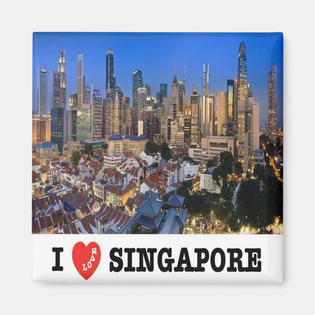 zSG010 LION CITY i love SINGAPORE, Asia, Fridge Magnet (Front)