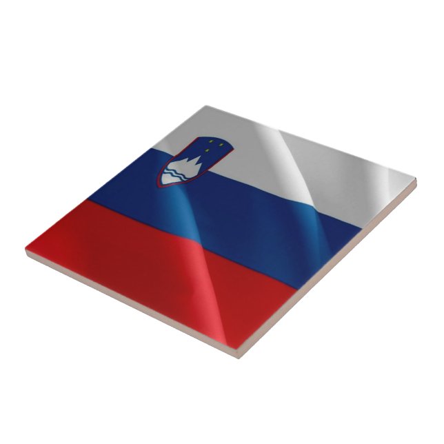 zSI002 SLOVENIAN waving FLAG SLOVENIA, Tile (Side)