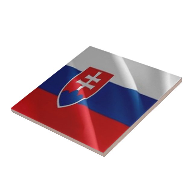zSK002 SLOVAK waving FLAG SLOVAKIA, Tile (Side)