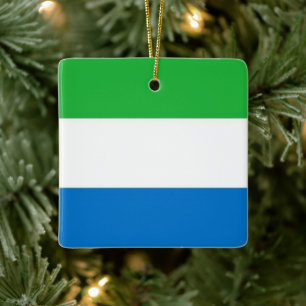 zSL001 SIERRA LEONE Flag, Africa, Ceramic Ornament