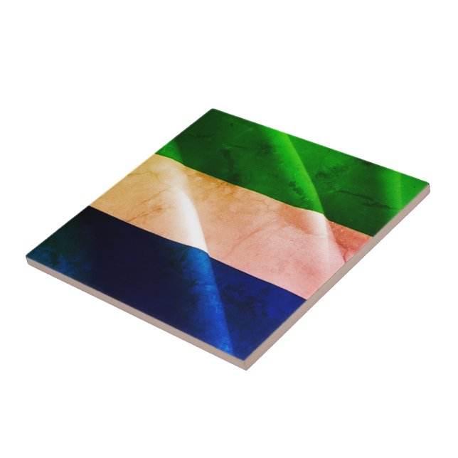 zSL002 SIERRA LEONE, Waving Flag, Africa, Tile (Side)