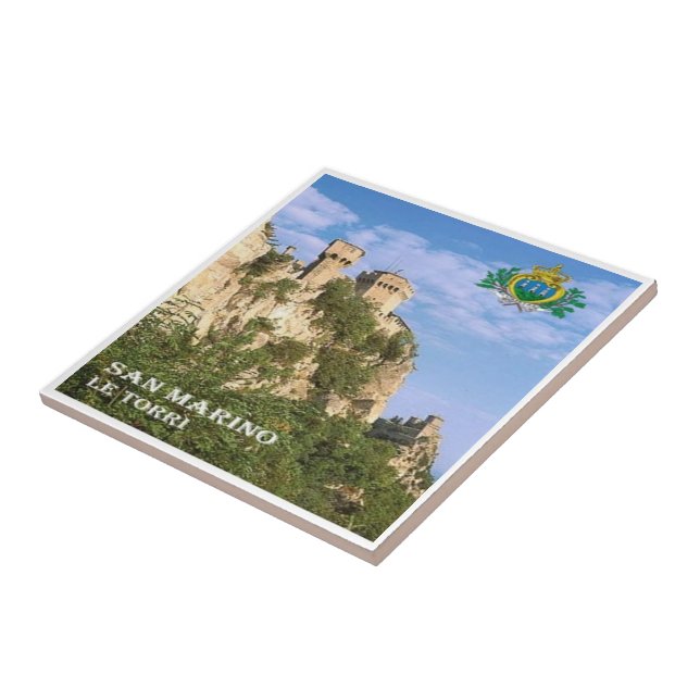 zSM006 THE TWO TOWERS, San Marino, Europe, Tile (Side)