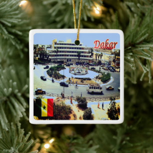 zSN010 SENEGAL, Aerial View, Africa, Ceramic Ornament