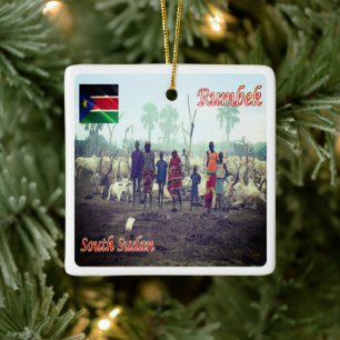 zSS004 RUMBEK, Cattle Camp,South Sudan, Ceramic Ornament