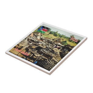 zSS005 WAU, Huts Outside,South Sudan, Africa, Tile