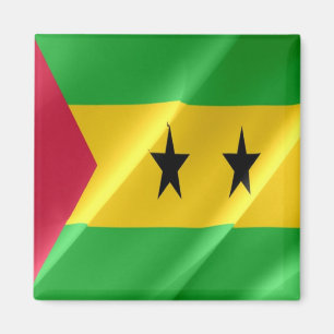 zST002 SAO TOME' and PRINCIPE, Waving Flag, Fridge Magnet