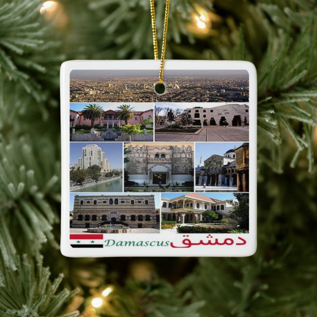 zSY004 collage of DAMASCUS, Syria, Asia, Ceramic Ornament (Tree)