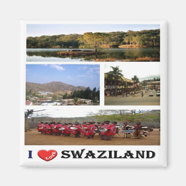 zSZ008 SWAZILAND I Love, Mosaic, Africa, Fridge Magnet (Front)